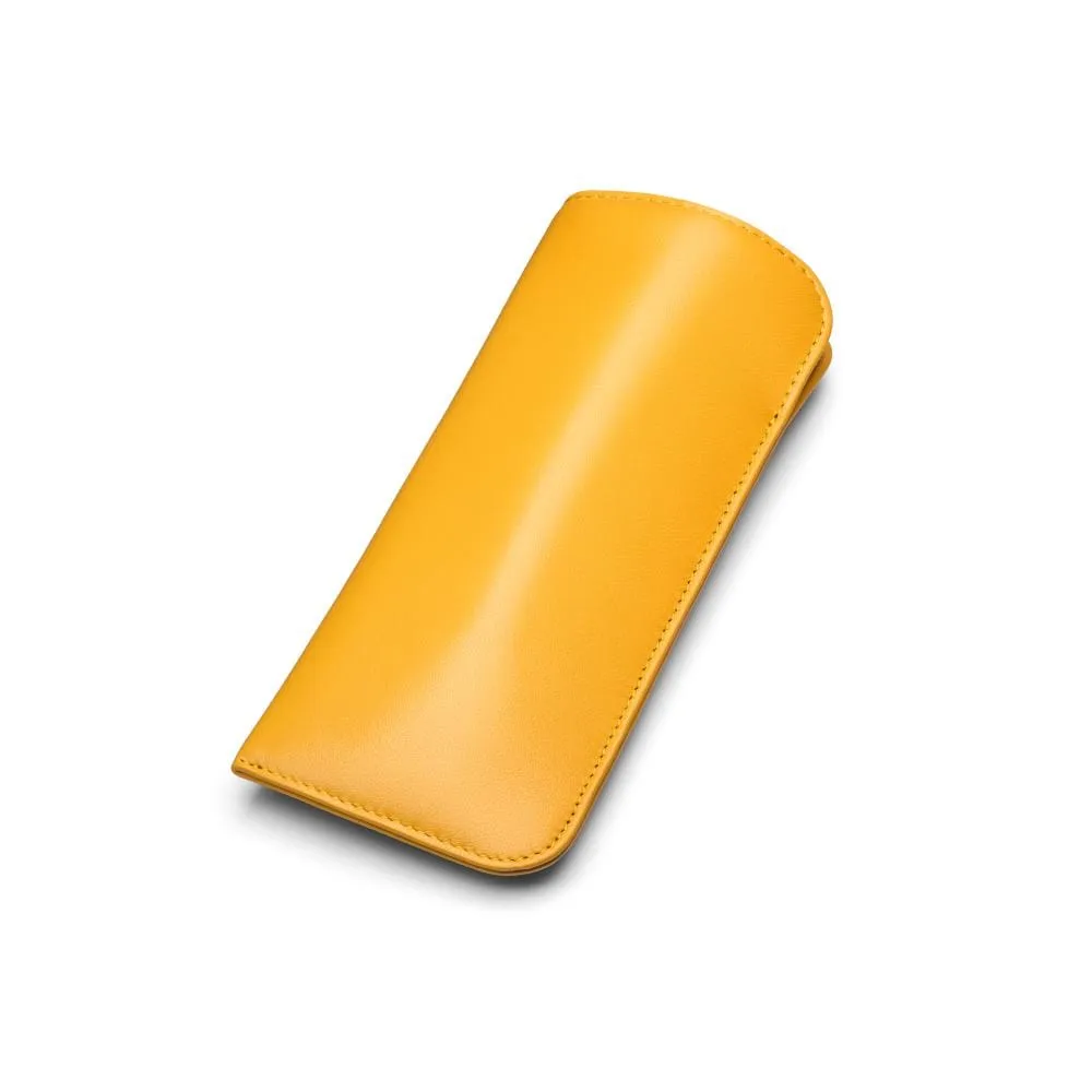 Large Leather Glasses Case - Soft Yellow