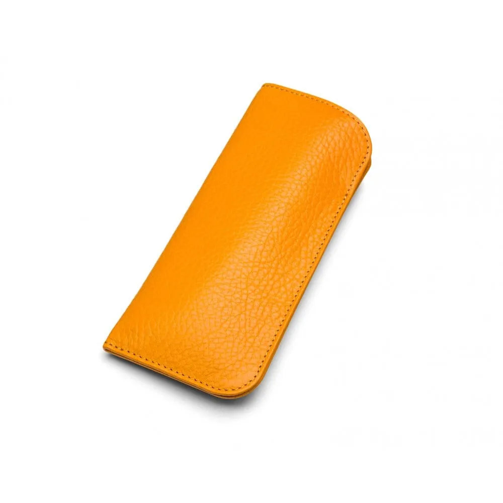 Large Leather Glasses Case - Yellow