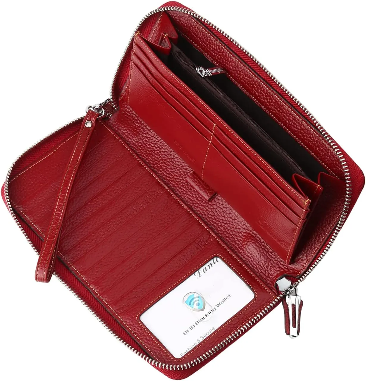 Lavemi Women's RFID Blocking 100% Leather Large Capacity Zip Around Wallet Phone Holder Clutch Travel Purse Wristlet