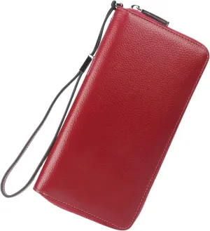 Lavemi Women's RFID Blocking 100% Leather Large Capacity Zip Around Wallet Phone Holder Clutch Travel Purse Wristlet