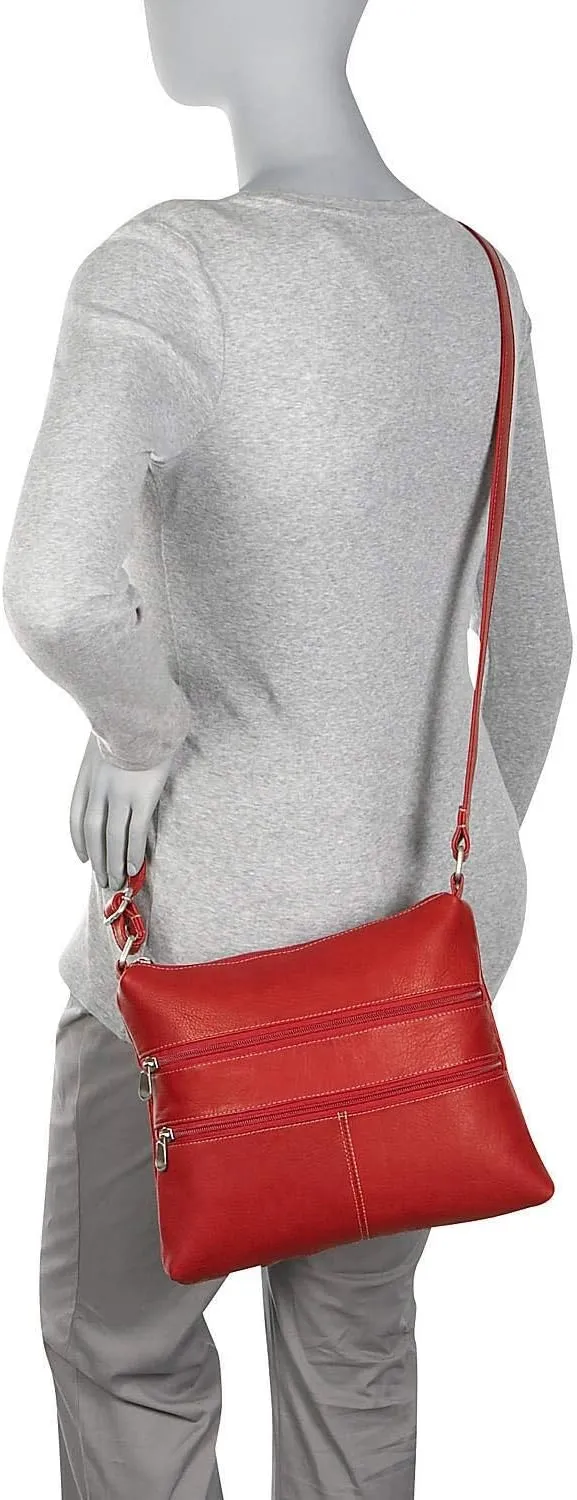 Le Donne Leather Two-Zip Crossbody Bag, Full-Grain Colombian Vaquetta Leather
