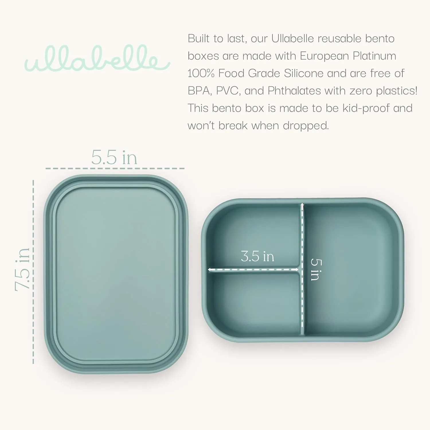 Leak Proof Bento Box Food-Grade Silicone Bento, BPA, Phthalate, Lead, & PVC Free - Lunch Box for Daycare, Kids, & Adults - Leak Resistant Sets With Lids Snack Box Container (Periwinkle)