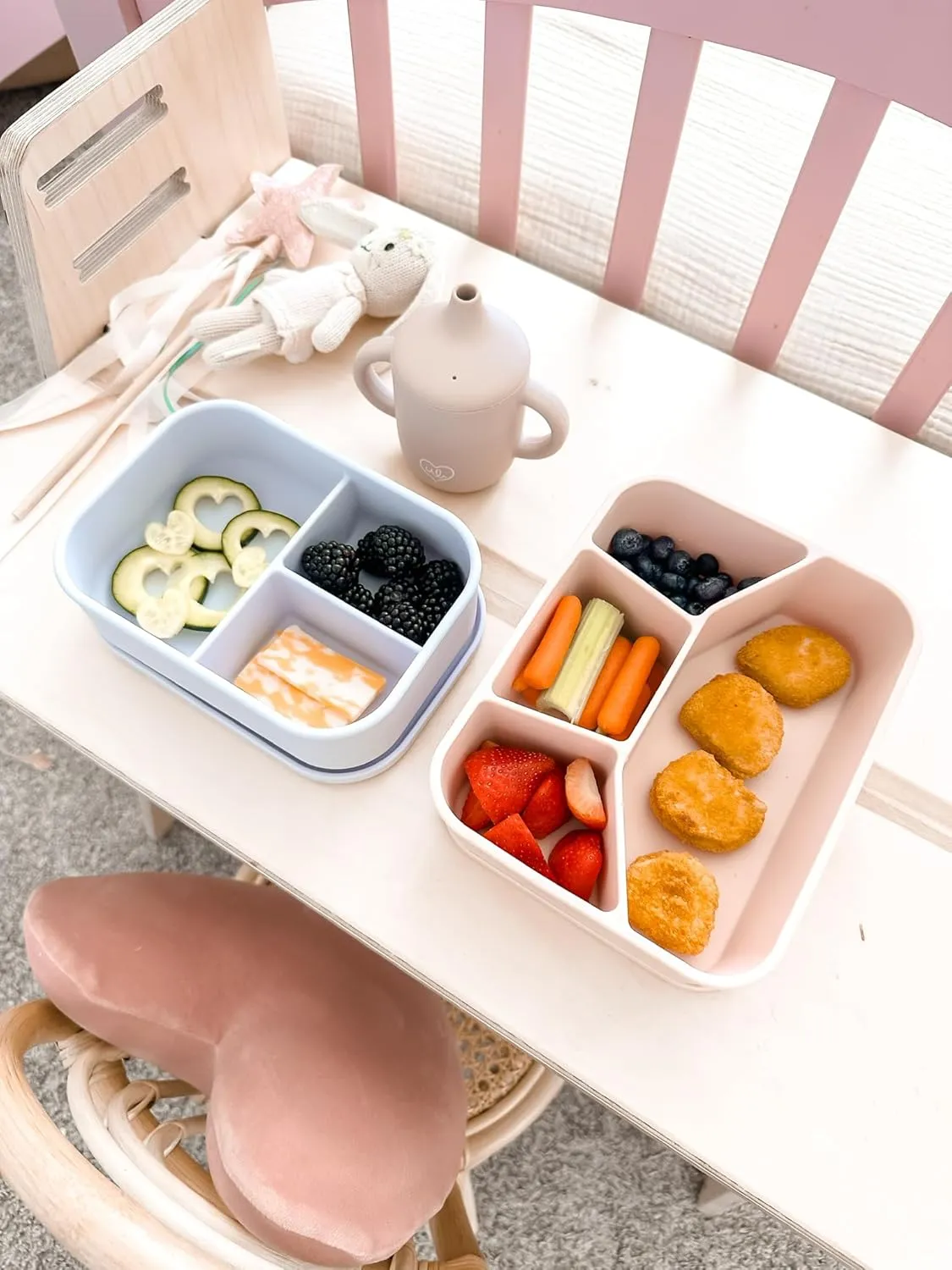 Leak Proof Bento Box Food-Grade Silicone Bento, BPA, Phthalate, Lead, & PVC Free - Lunch Box for Daycare, Kids, & Adults - Leak Resistant Sets With Lids Snack Box Container (Periwinkle)