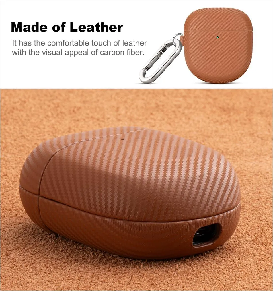 Leather Case - for Bose QuietComfort Earbuds II/QuietComfort Ultra Case Cover with Keychain, Selected Skin-Friendly Leather, Handmade Shockproof Cover for Bose QC Ultra/QC 2 - Brown