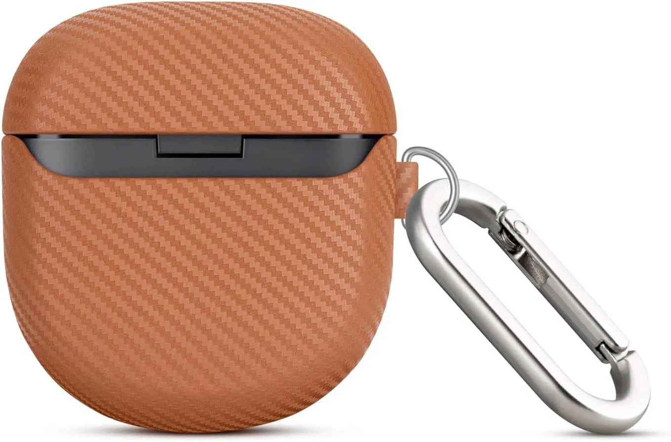 Leather Case - for Bose QuietComfort Earbuds II/QuietComfort Ultra Case Cover with Keychain, Selected Skin-Friendly Leather, Handmade Shockproof Cover for Bose QC Ultra/QC 2 - Brown