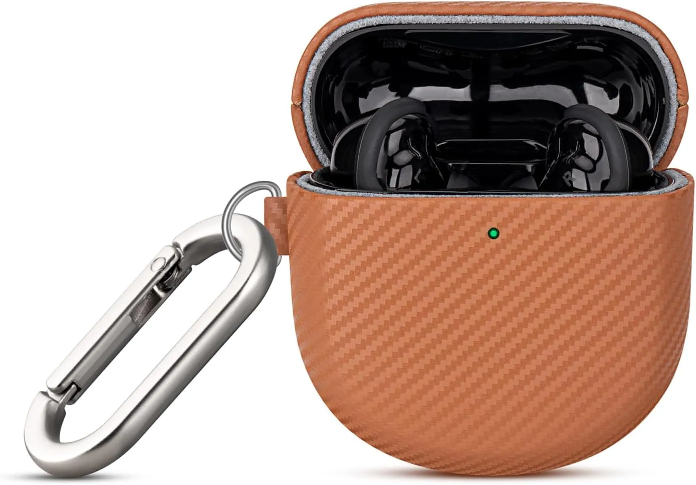 Leather Case - for Bose QuietComfort Earbuds II/QuietComfort Ultra Case Cover with Keychain, Selected Skin-Friendly Leather, Handmade Shockproof Cover for Bose QC Ultra/QC 2 - Brown