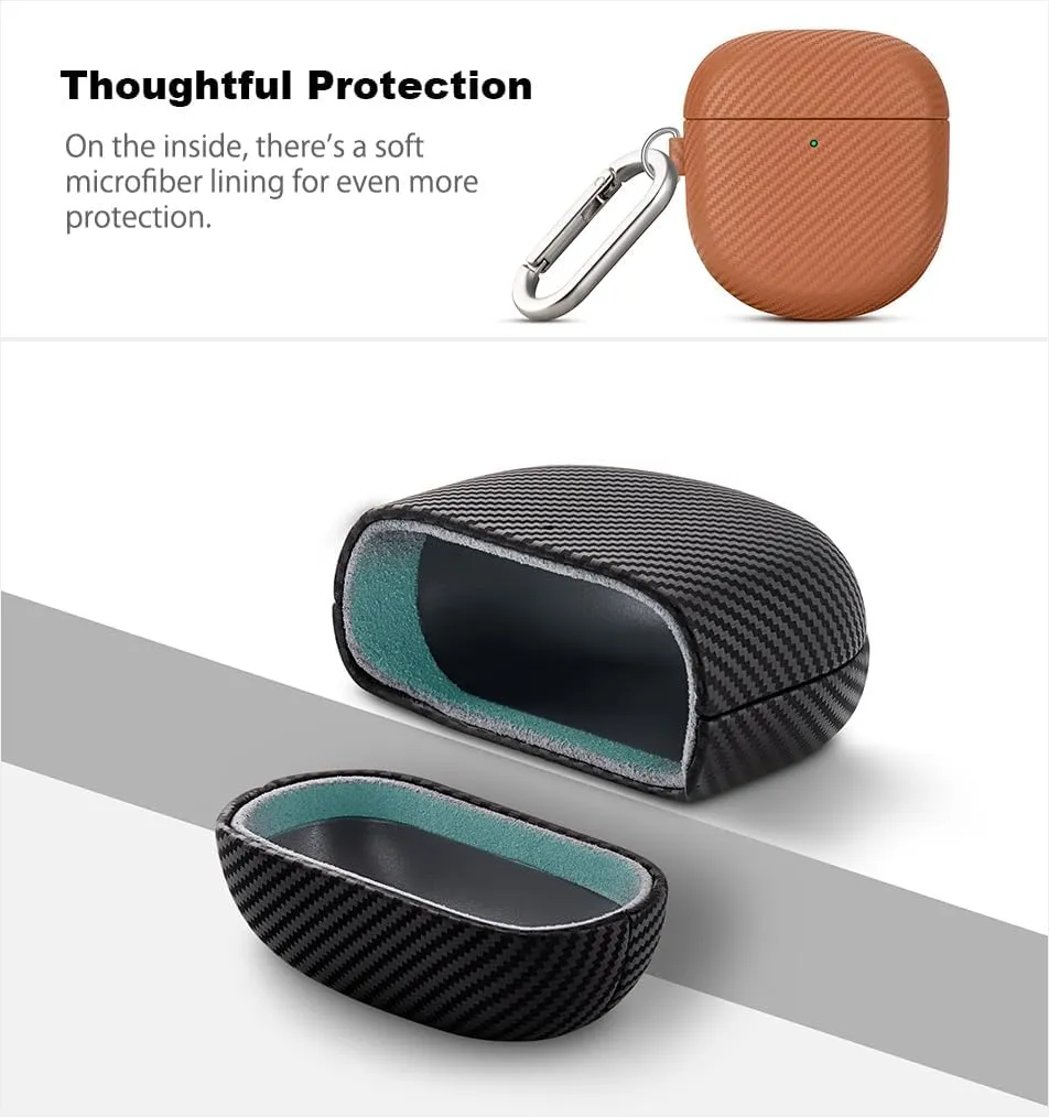 Leather Case - for Bose QuietComfort Earbuds II/QuietComfort Ultra Case Cover with Keychain, Selected Skin-Friendly Leather, Handmade Shockproof Cover for Bose QC Ultra/QC 2 - Brown