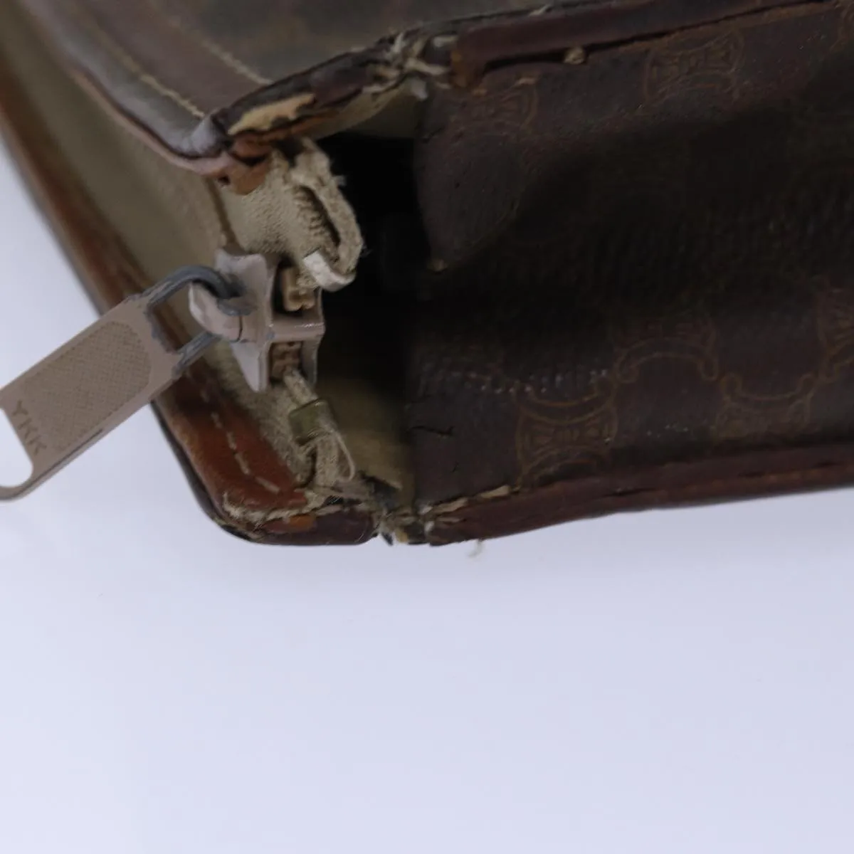 Leather Documents Celine Macadam Discounted rates PVC Top bs15631 Canvas Quality Auth case Stylish design Briefcase Brown