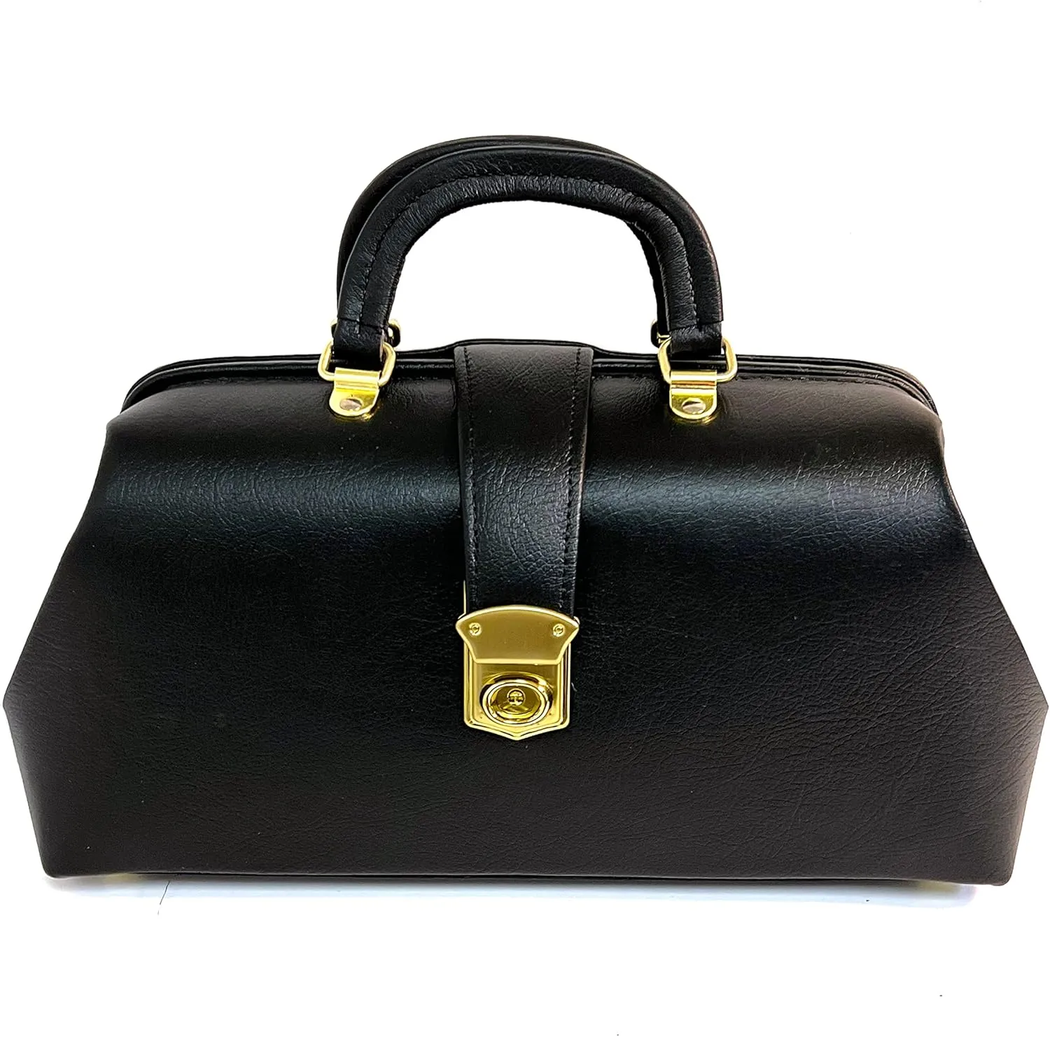 Leather Intern Student Line Doctor Bag - Medium (14" x 5" x 8") - Black Pebble Leather