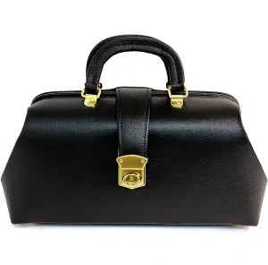 Leather Intern Student Line Doctor Bag - Medium (14" x 5" x 8") - Black Pebble Leather