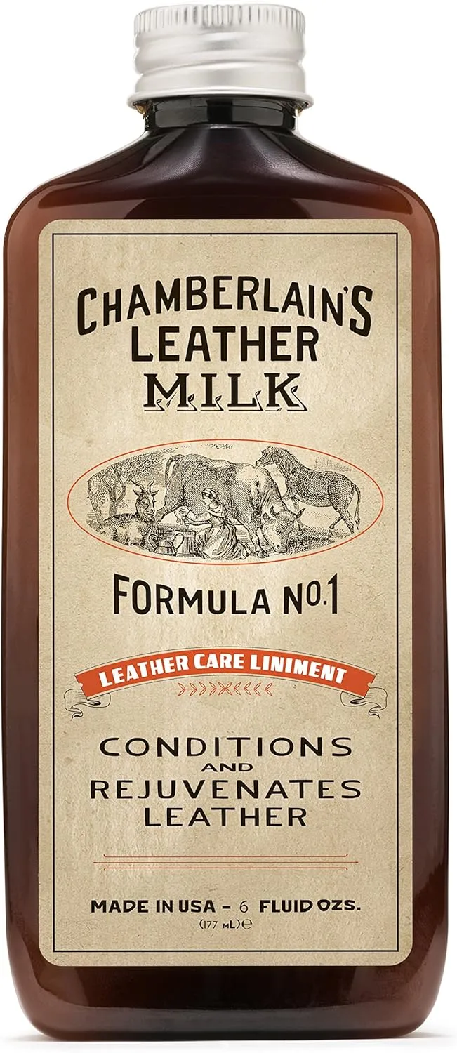 Leather Milk Conditioner and Cleaner for Furniture, Cars, Purses and Handbags. All-Natural, Non-Toxic Conditioner Made in the USA. Leather Care Liniment No. 1. 2 Sizes. Includes Premium Applicator Pad