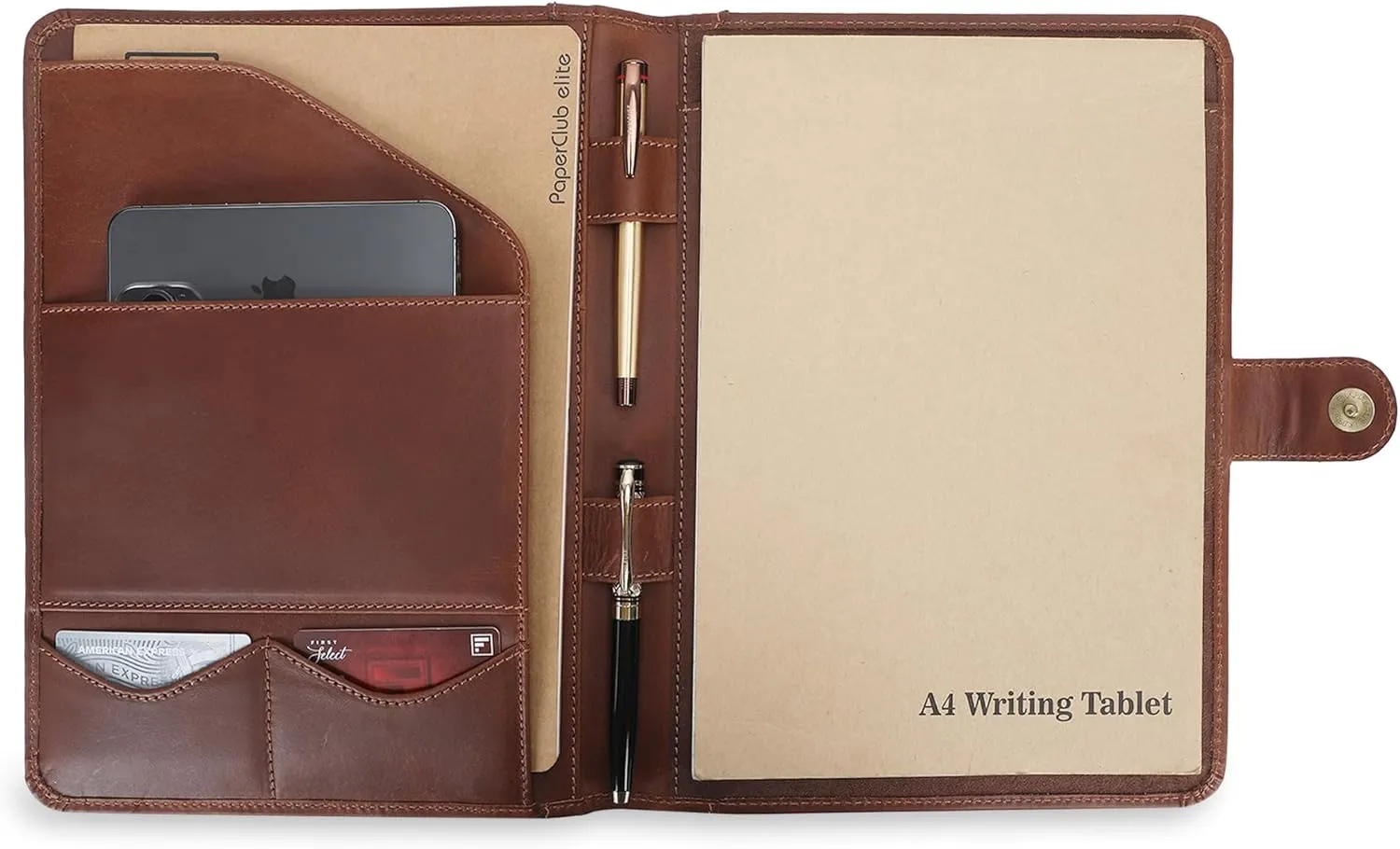 Leather Padfolio Legal Pad Portfolio Organizer | Handmade Executive Notebook Binder | Heavy Duty Full Grain Cow Hide Resume Interview Folio for Men Women, Rustic NoteBook Folder (Tan)