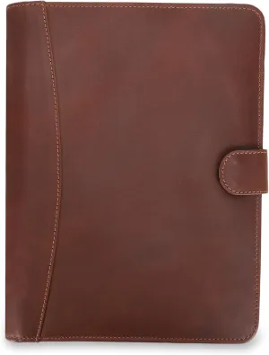 Leather Padfolio Legal Pad Portfolio Organizer | Handmade Executive Notebook Binder | Heavy Duty Full Grain Cow Hide Resume Interview Folio for Men Women, Rustic NoteBook Folder (Tan)