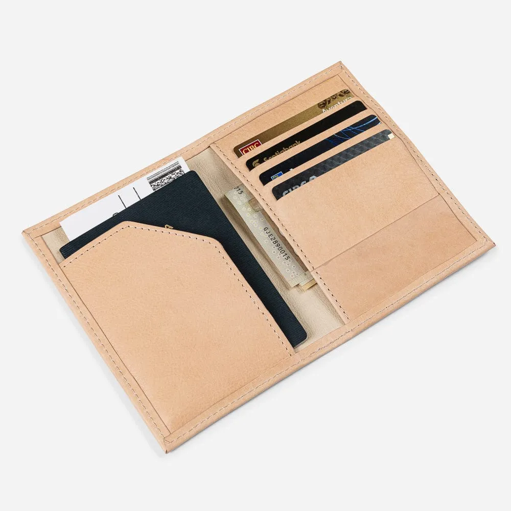 Leather Passport Wallet in Natural