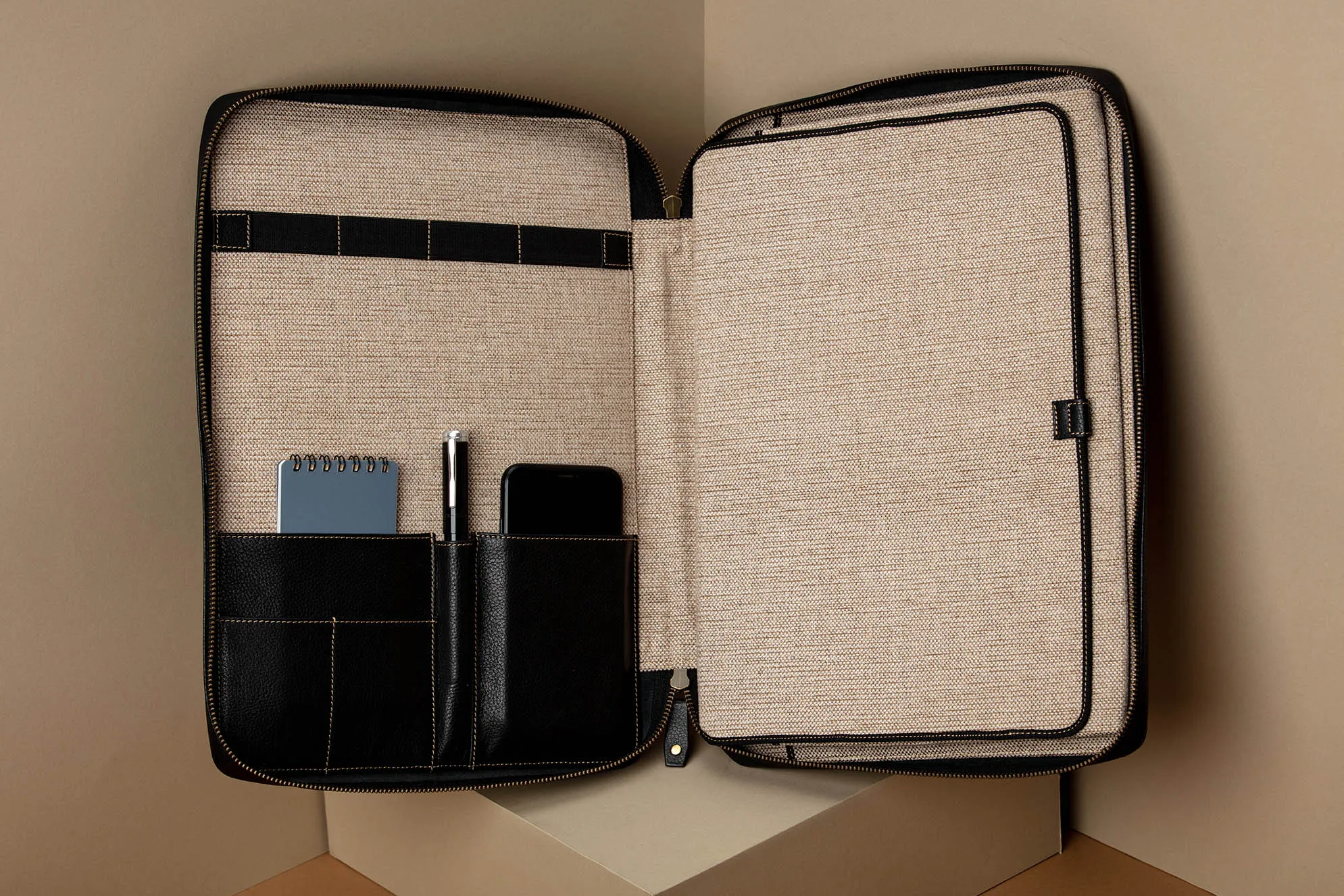Leather Portfolio Zippered