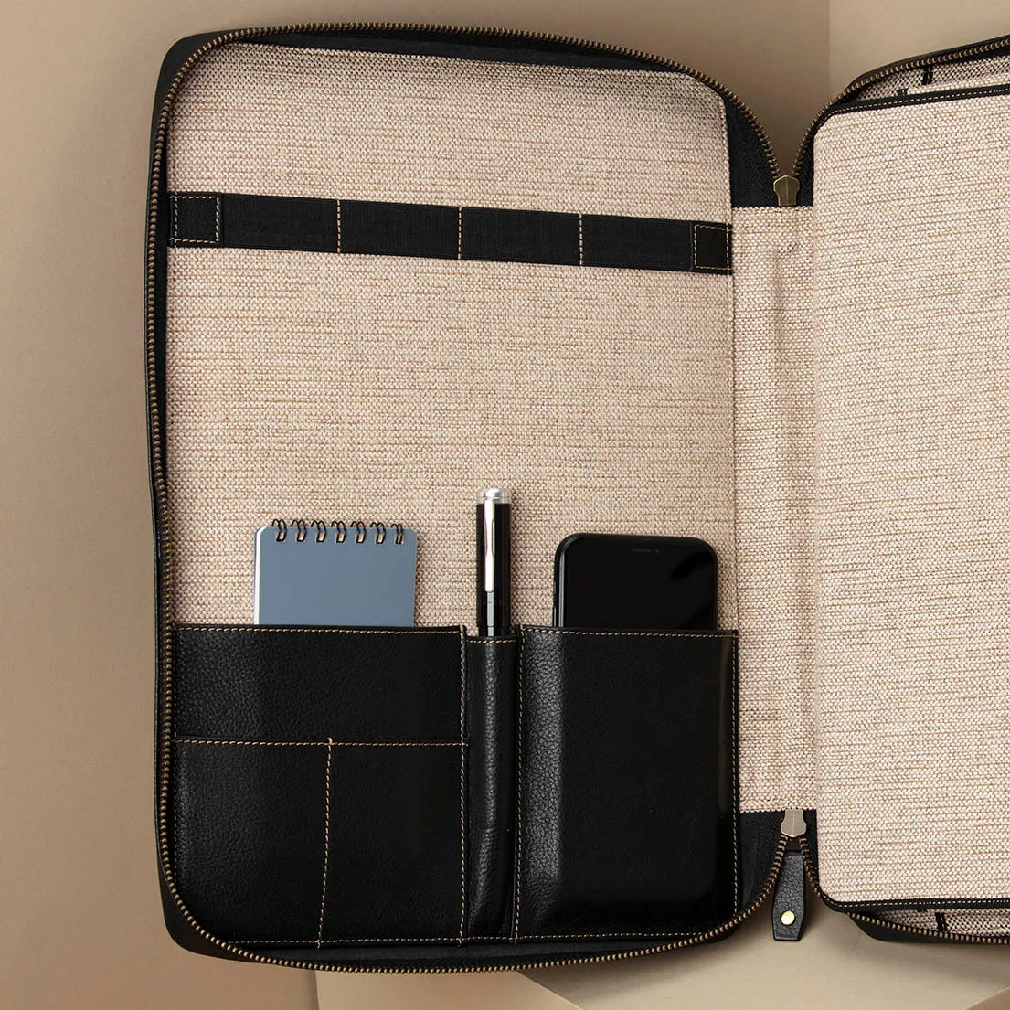 Leather Portfolio Zippered