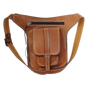 Leather waist belt bag, Full Grain Leather Fanny Pack, Leather Hip Bag (Milky)
