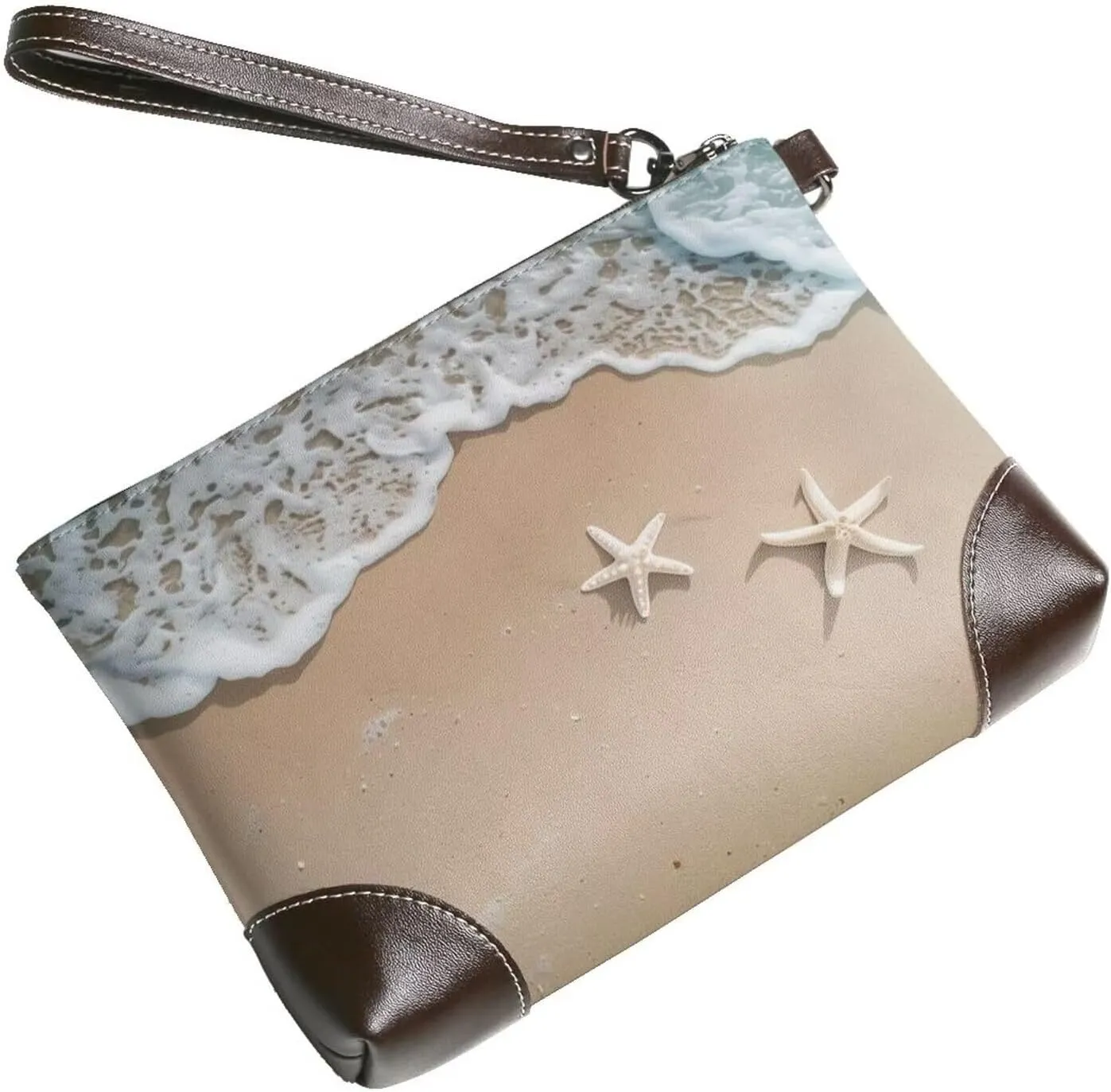 Leather Wristlet Purse for Women Print Small Clutch Purse with Wrist Straps, Women's Clutch Wallet Decor