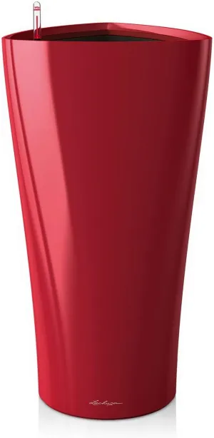 Lechuza Delta 40 Self Watering Planter Large Garden Flower Plant Pot Indoor/Outdoor Floor with Planter Drainage Hole and Plant Substrate Poly Resin D40 H75 cm Scarlet Red High-Gloss