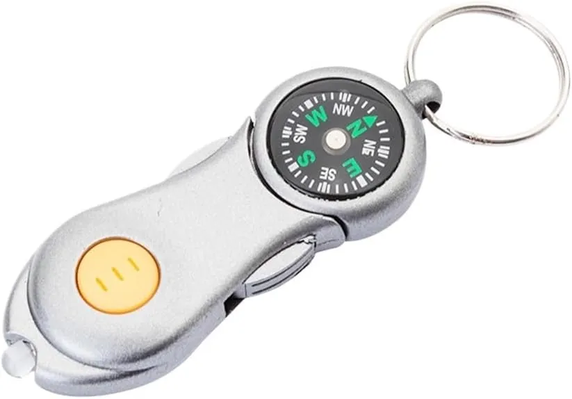 LED Light Compass Key Chain, Hiking Buckle Compass Outdoor Sports Necessities