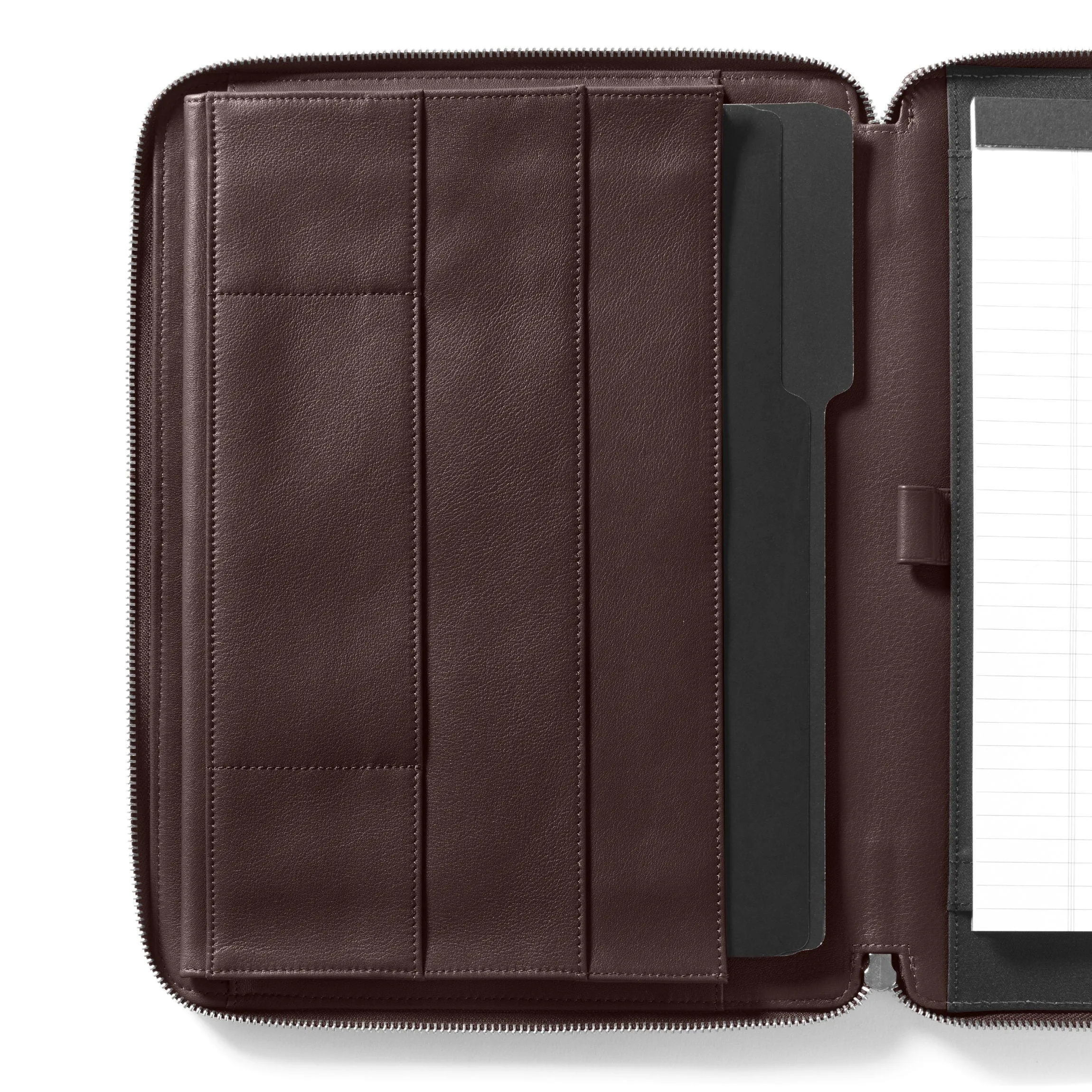 Left Handed Executive Zippered Portfolio Brown
