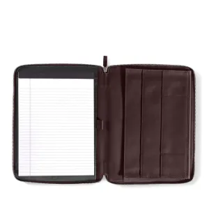 Left Handed Executive Zippered Portfolio Brown
