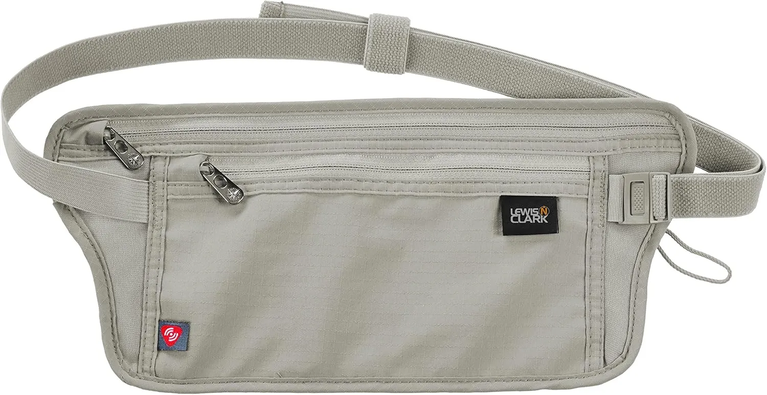 Lewis N. Clark RFID Blocking Money Belt Travel Pouch Waist Stash   Credit Card, Id, Passport Holder for Women & Men