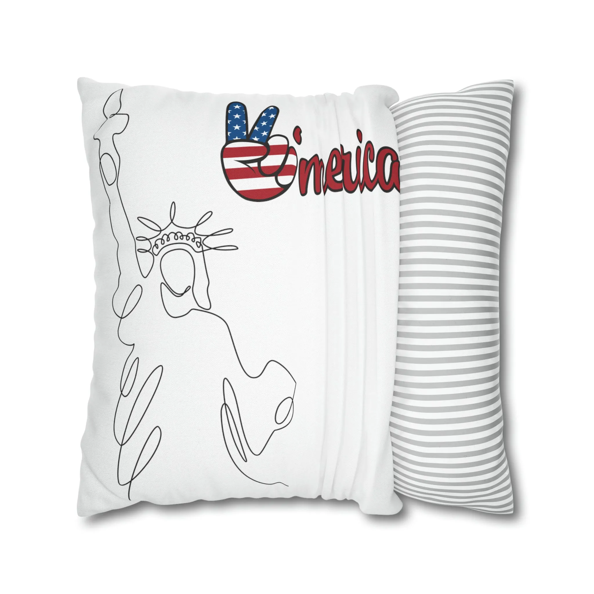 Liberty-Statue-Spun Polyester Square Pillow Case