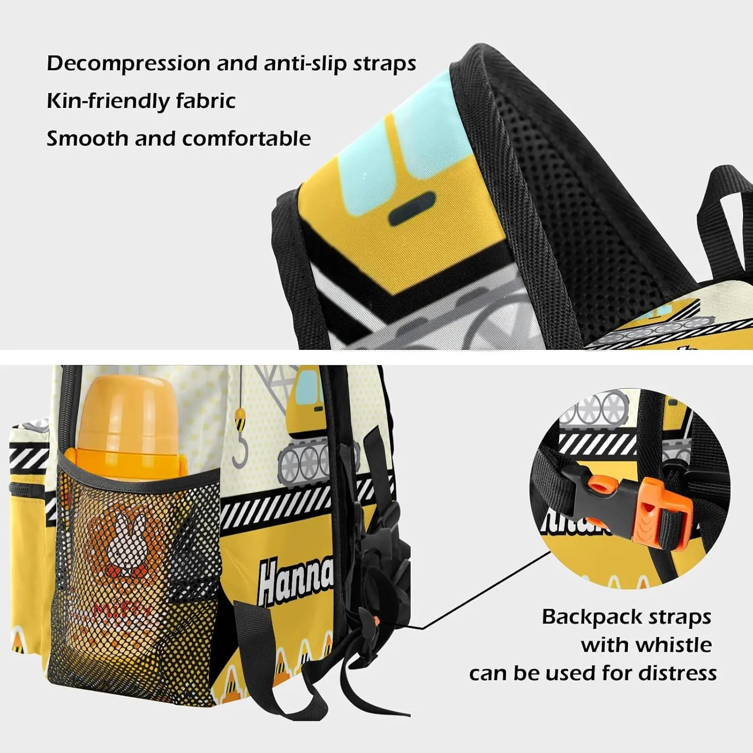 Little Truck Construction Personalized School Backpack for Kid-Boy/Girl Toddler Daypack Kindergarten Travel Bookbag