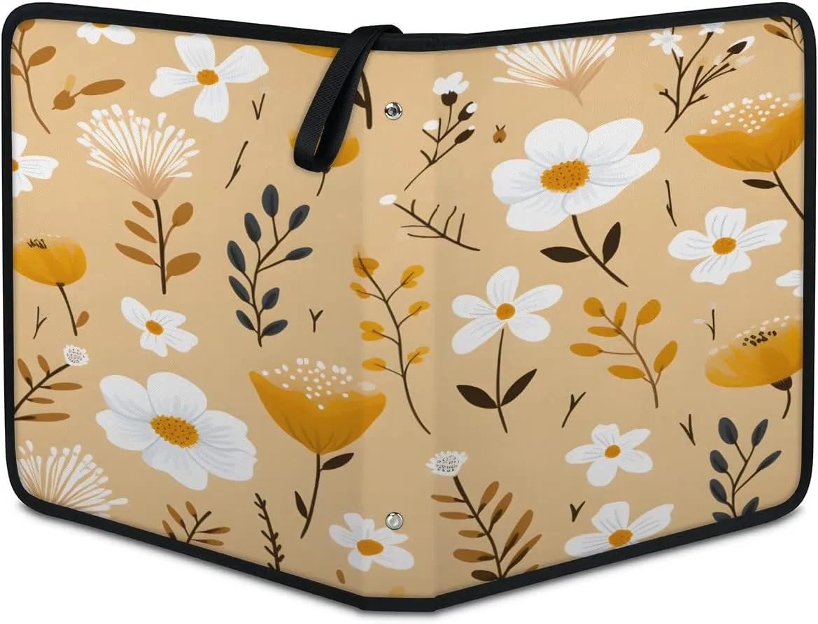 Little Yellow Flower in Story 3 Ring Trading Zipper Binder Strap, Trading Card Binder 9 Pocket, 900 Pockets Card Holder with 50 Removable Sleeves for Game Cards