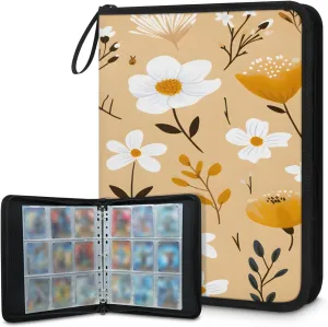 Little Yellow Flower in Story 3 Ring Trading Zipper Binder Strap, Trading Card Binder 9 Pocket, 900 Pockets Card Holder with 50 Removable Sleeves for Game Cards