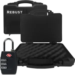 Lockable Hard Gun Case ; TSA Approved Lock Firearm Travel Case ; Revolver, Pistol, Handgun Hard Case with Foam Interior ; Shockproof Gun Storage & Carrying Case, Black 12.5 x 10.3 x 3.15 Inch