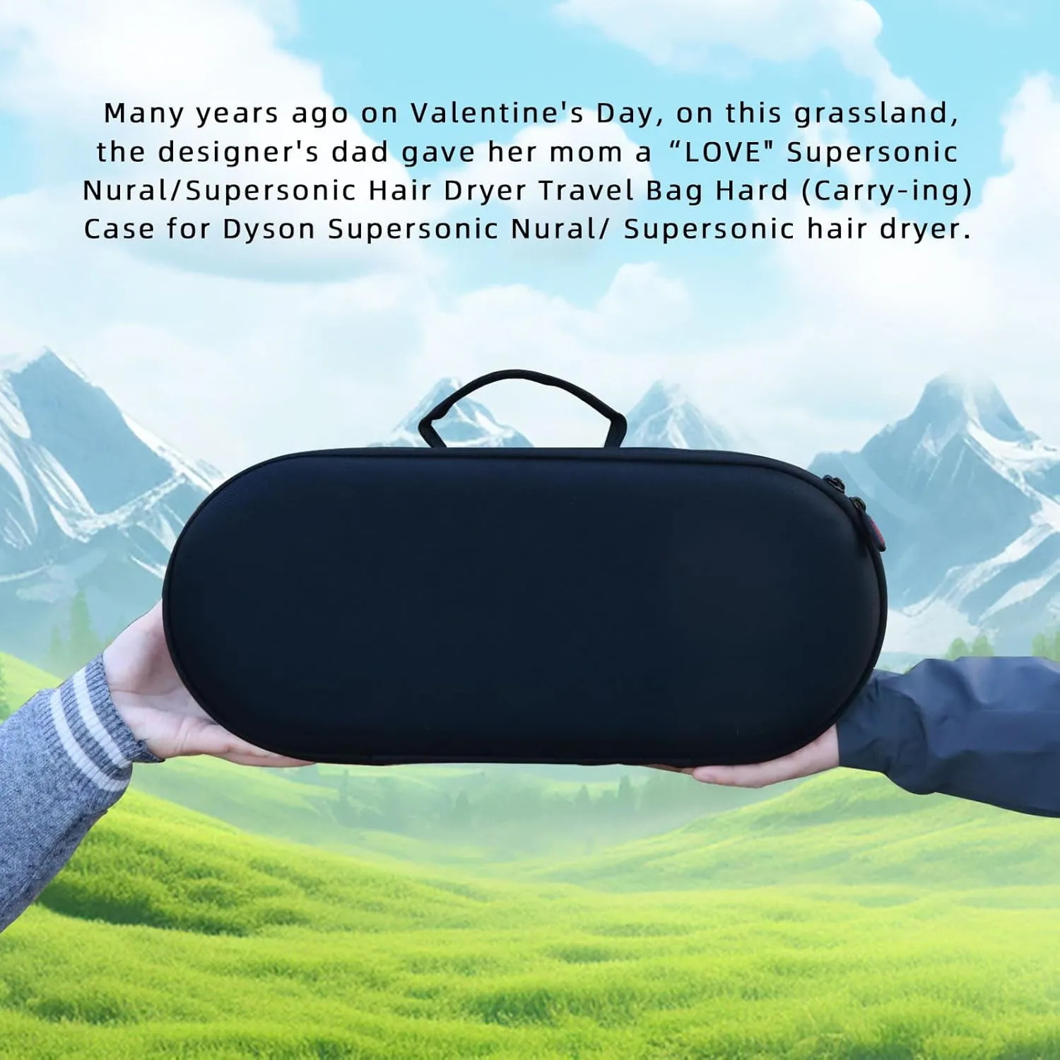 LOVE Hard Protective &Presentation Supersonic (Nural) Hair Dryer Only (Carry-ing) Travel Case Storage Bag Holder for Dy-son Supersonic HD07 HD16 /15/08/01/Laifen Two Way Zipper, Cuter, Black