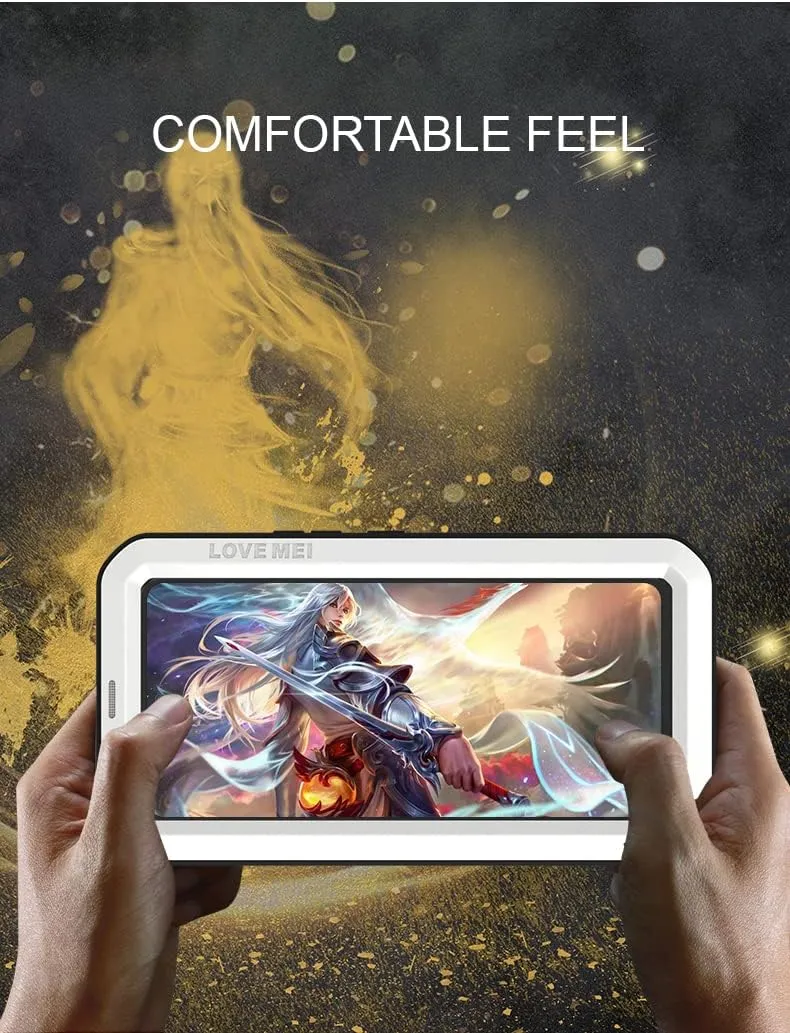 LOVE MEI Compatible with Samsung Galaxy A53 5G Case, Outdoor Sports Waterproof Military Heavy Duty Shockproof Dust/Dirt Proof Hybrid Aluminum Metal Silicone Tempered Glass Case Hard Cover (White)