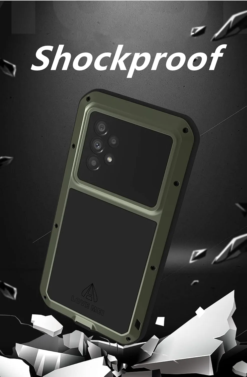 LOVE MEI Compatible with Samsung Galaxy A53 5G Case, Outdoor Sports Waterproof Military Heavy Duty Shockproof Dust/Dirt Proof Hybrid Aluminum Metal Silicone Tempered Glass Case Hard Cover (White)