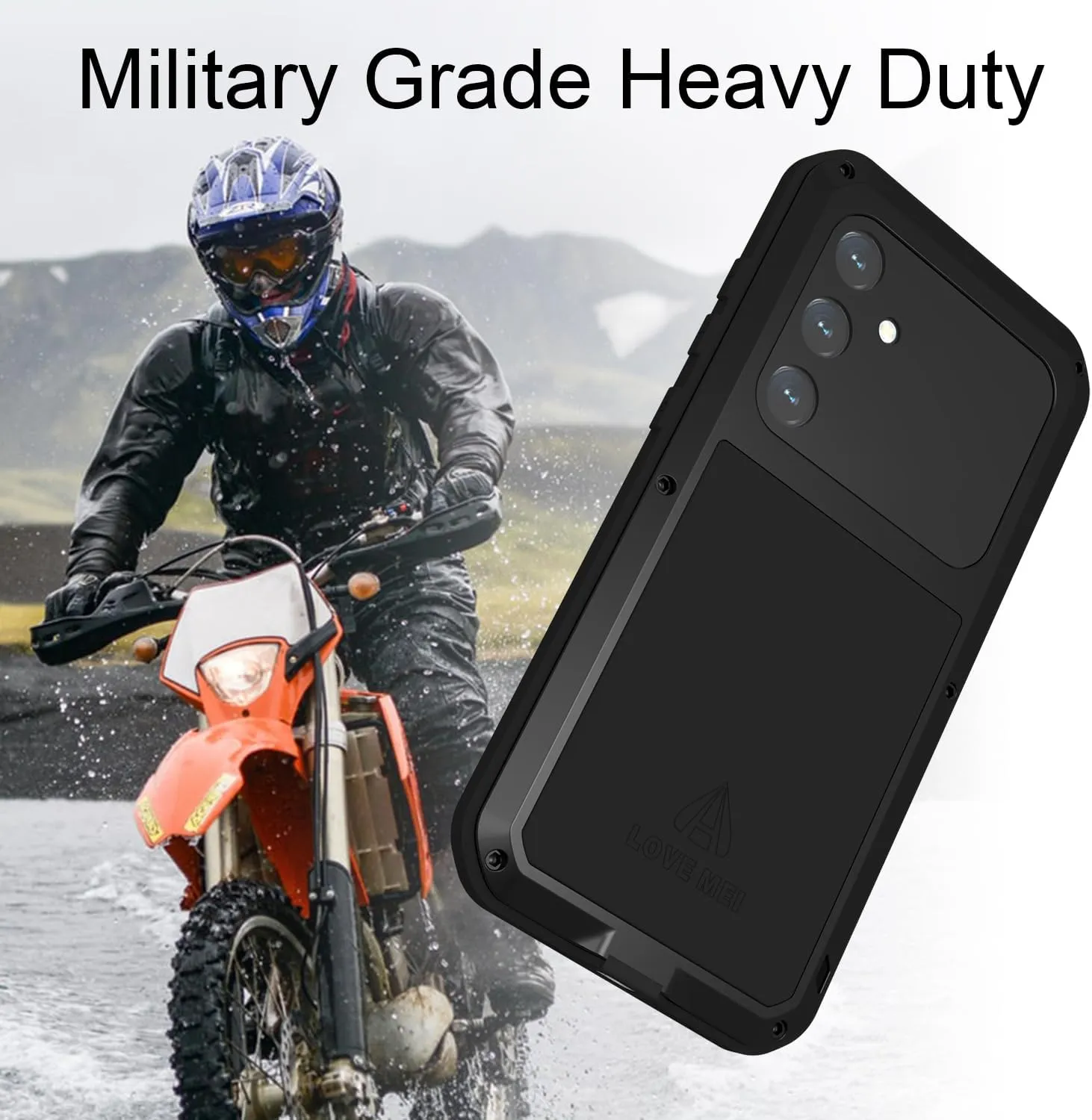 LOVE MEI Compatible with Samsung Galaxy S24 Plus Case,Outdoor Waterproof Military Heavy Duty Shockproof Dust/Dirt Proof Hybrid Aluminum Metal Silicone Tempered Glass Full Body Cover (Green)