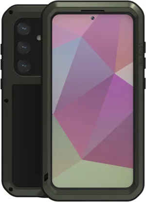 LOVE MEI Compatible with Samsung Galaxy S24 Plus Case,Outdoor Waterproof Military Heavy Duty Shockproof Dust/Dirt Proof Hybrid Aluminum Metal Silicone Tempered Glass Full Body Cover (Green)