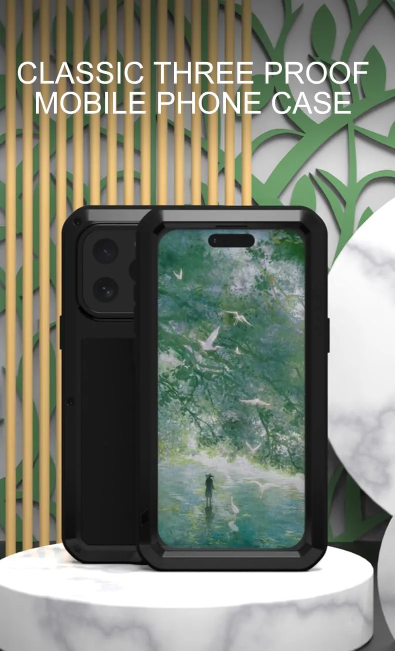 LOVE MEI for iPhone 16 Pro Max Case, Heavy Duty Rugged Full Body Protection Military Armor Bumper Aluminum Metal Dust/Shockproof Case with Tempered Glass (Green)