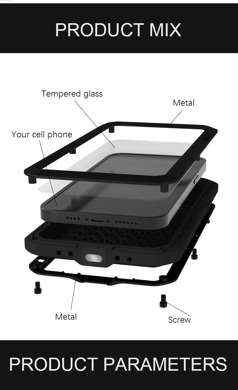 LOVE MEI for iPhone 16 Pro Max Case, Heavy Duty Rugged Full Body Protection Military Armor Bumper Aluminum Metal Dust/Shockproof Case with Tempered Glass (Green)