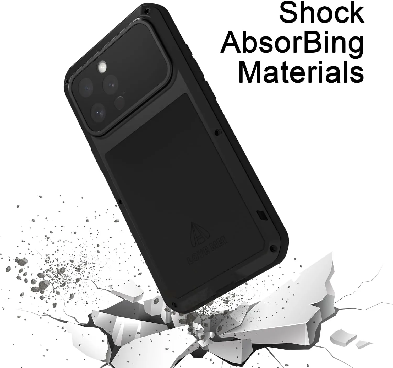 LOVE MEI for iPhone 16 Pro Max Case, Heavy Duty Rugged Full Body Protection Military Armor Bumper Aluminum Metal Dust/Shockproof Case with Tempered Glass (Green)