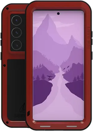 LOVE MEI for Samsung Galaxy S24 Ultra Metal Case,Outdoor Heavy Duty Rugged Aluminum Metal Military Bumper Shockproof Protection Case Cove 【Without Tempered Glass】 for Samsung Galaxy S24 Ultra (Red)