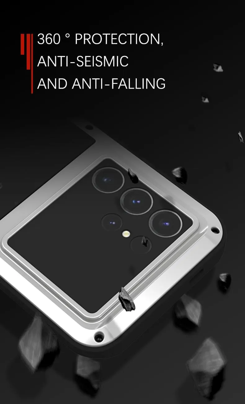 LOVE MEI for Samsung Galaxy S24 Ultra Metal Case,Outdoor Heavy Duty Rugged Aluminum Metal Military Bumper Shockproof Protection Case Cove 【Without Tempered Glass】 for Samsung Galaxy S24 Ultra (Red)