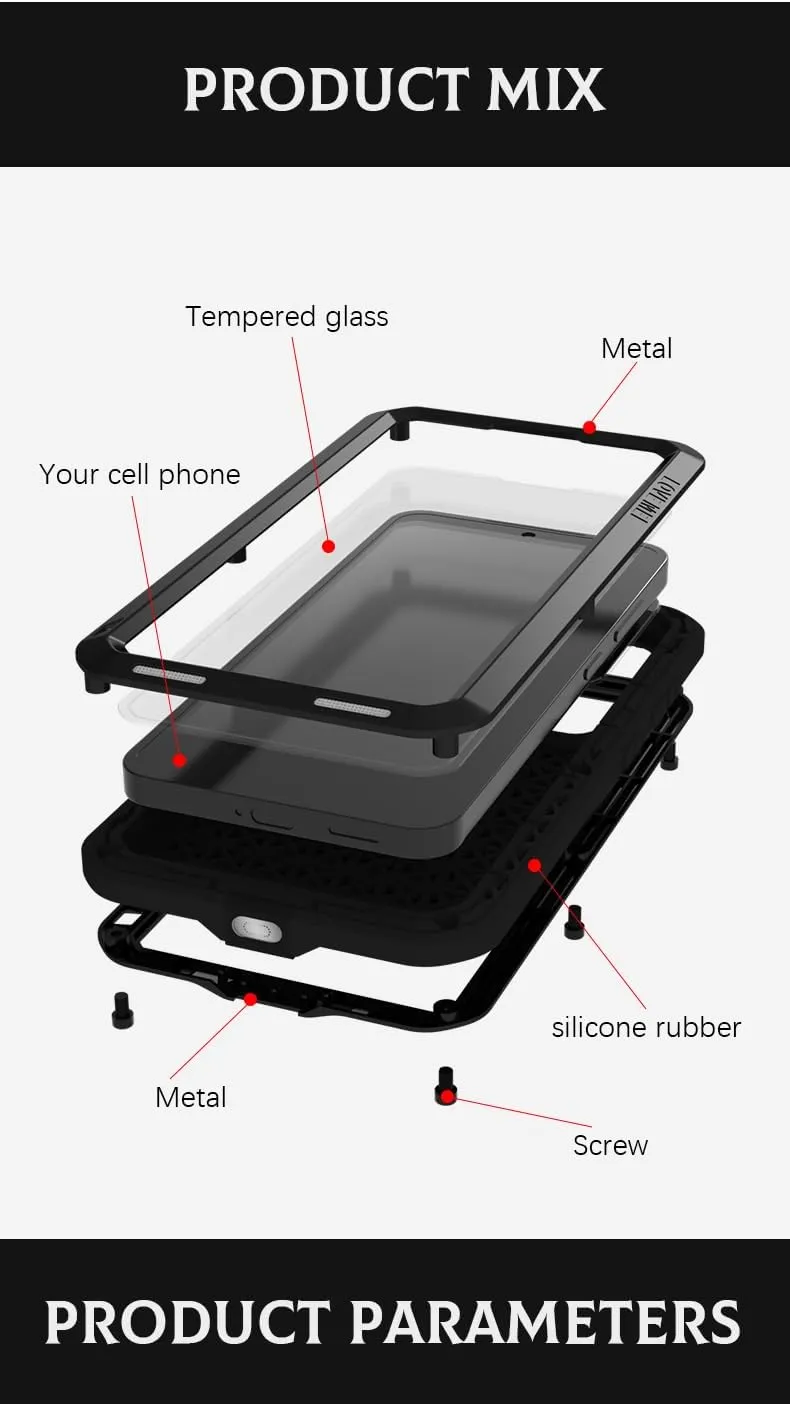 LOVE MEI for Samsung Galaxy S25 /S25 Plus Case, Outdoor Heavy Duty Rugged Full Body Protection Case Military Bumper Aluminum Metal Shockproof Cover with Tempered Glass for Galaxy S25 Plus (Silver)