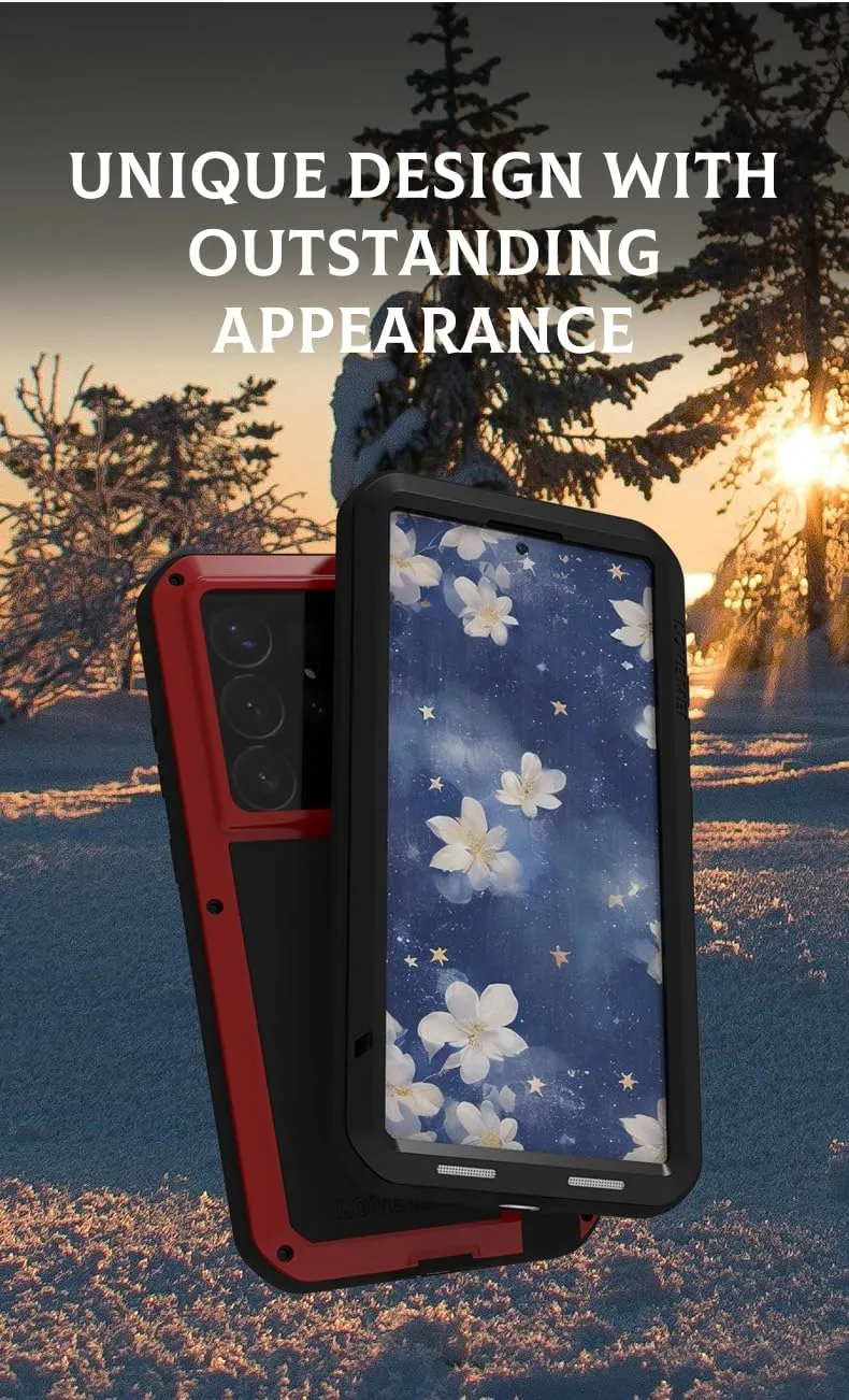 LOVE MEI for Samsung Galaxy S25 Ultra Case,Outdoor Sports Military Heavy Duty Metal Shockproof Dustproof Full Body Case with Built in Tempered Glass Screen Protector (Yellow, S25 Ultra)