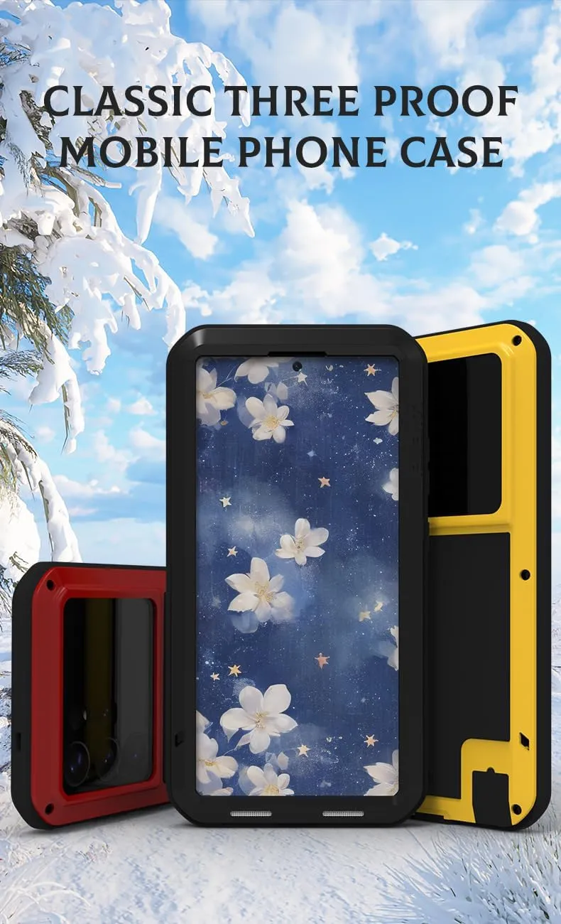 LOVE MEI for Samsung Galaxy S25 Ultra Case,Outdoor Sports Military Heavy Duty Metal Shockproof Dustproof Full Body Case with Built in Tempered Glass Screen Protector (Yellow, S25 Ultra)