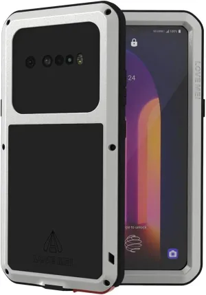 LOVE MEI Powerful Series Cellular Phone Case for LG V60 ThinQ, Shockproof Heavy Duty Armor Defender Tough Back Cover with Tempered Glass Screen Protector (Sliver)
