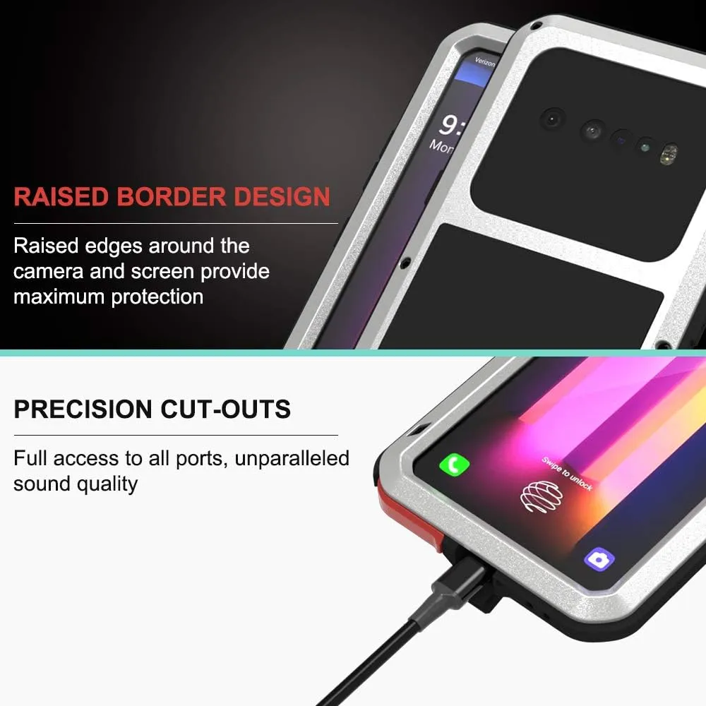 LOVE MEI Powerful Series Cellular Phone Case for LG V60 ThinQ, Shockproof Heavy Duty Armor Defender Tough Back Cover with Tempered Glass Screen Protector (Sliver)