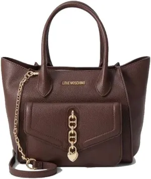 Love Moschino Women's Autumn/Winter Dark Brown Tote Handbag, Size: Einheitsgre, 25x18x23 cm, 1L, 3 Compartments, Water Resistant, Shoulder Strap