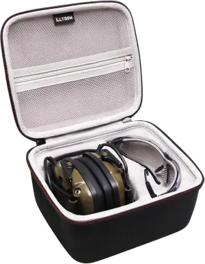 LTGEM Case for Howard Leight Honeywell Impact Sport Sound Amplification Electronic Shooting Earmuff for Genesis Sharp-Shooter Safety Eyewear Glasses, Black