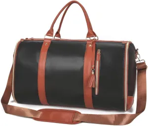 Lux Mega Travel Bag Carry On, 2025 Lux Mega Garment Duffle Bag, 2 in 1 Convertible Large PU Leather Waterproof Duffle Bag (Orange)
